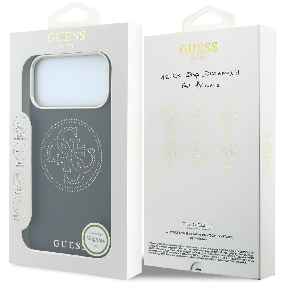 Capa Guess Leather Perforated 4G MagSafe - iPhone 17 Pro Max / 18 Pro Max - Preto