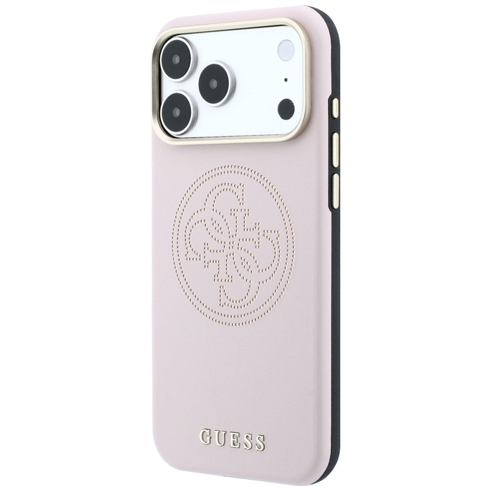 Capa Guess Leather Perforated 4G MagSafe - iPhone 17 Pro Max / 18 Pro Max - Rosa