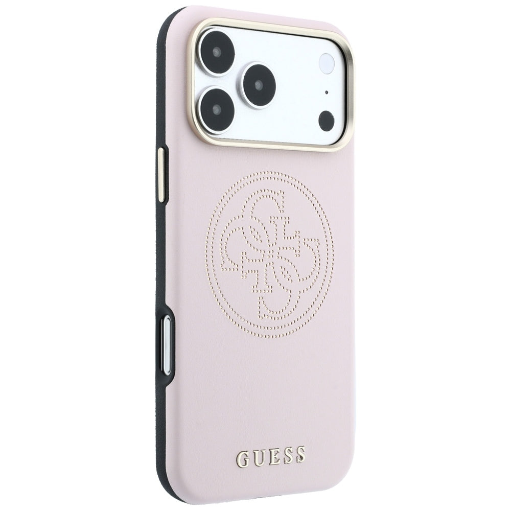 Capa Guess Leather Perforated 4G MagSafe - iPhone 17 Pro Max / 18 Pro Max - Rosa