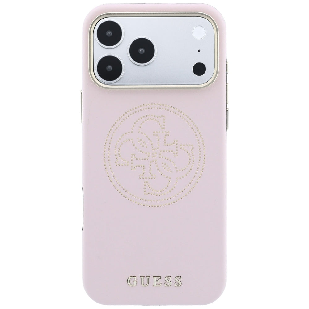 Capa Guess Leather Perforated 4G MagSafe - iPhone 17 Pro Max / 18 Pro Max - Rosa