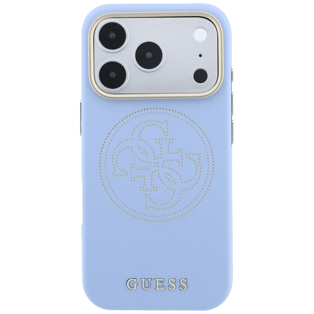 Capa Guess Leather Perforated 4G MagSafe - iPhone 17 Pro / 18 Pro - Azul-claro
