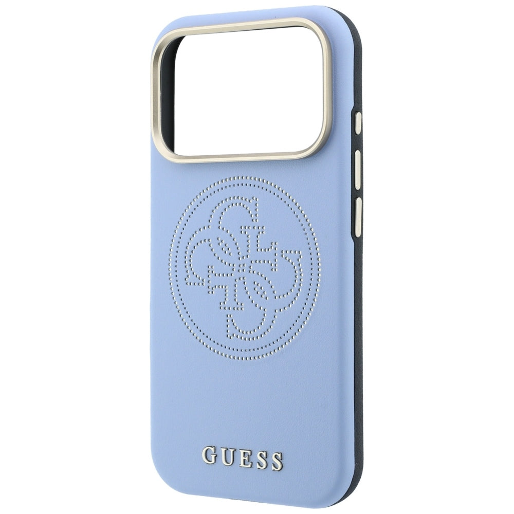 Capa Guess Leather Perforated 4G MagSafe - iPhone 17 Pro Max / 18 Pro Max - Azul-claro