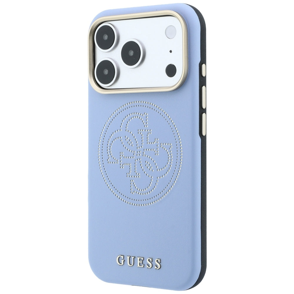 Capa Guess Leather Perforated 4G MagSafe - iPhone 17 Pro Max / 18 Pro Max - Azul-claro