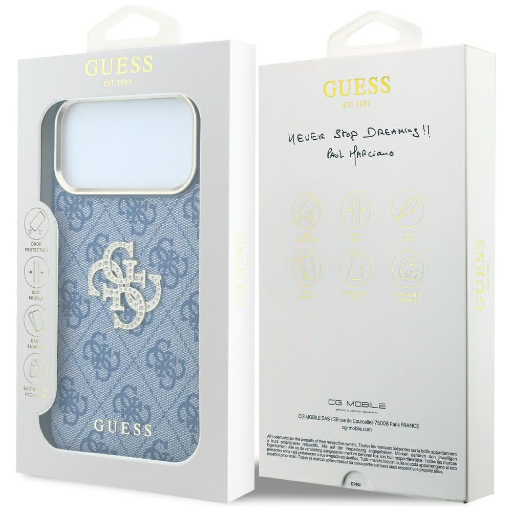 Capa Guess Hardcase 4G Big Strass Logo - iPhone 17 Pro / 18 Pro - Azul