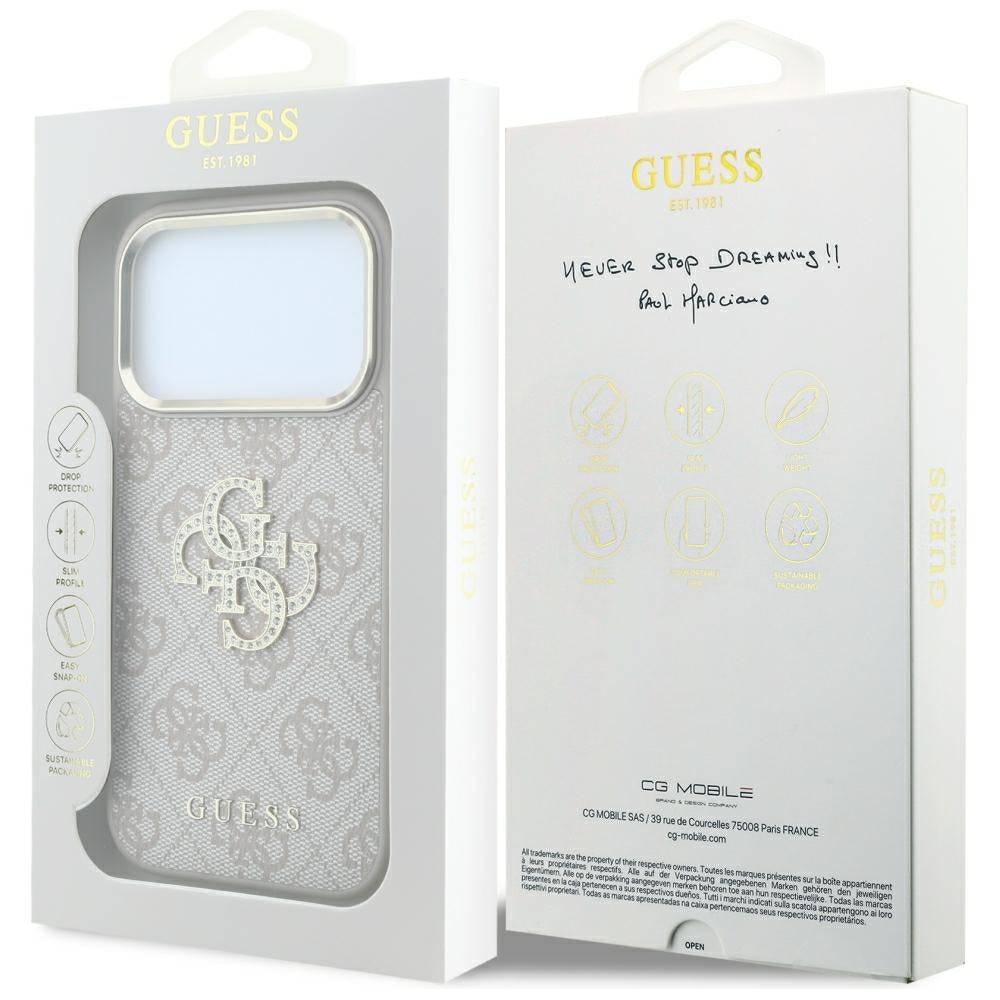 Capa Guess Hardcase 4G Big Strass Logo - iPhone 17 Pro / 18 Pro - Rosa