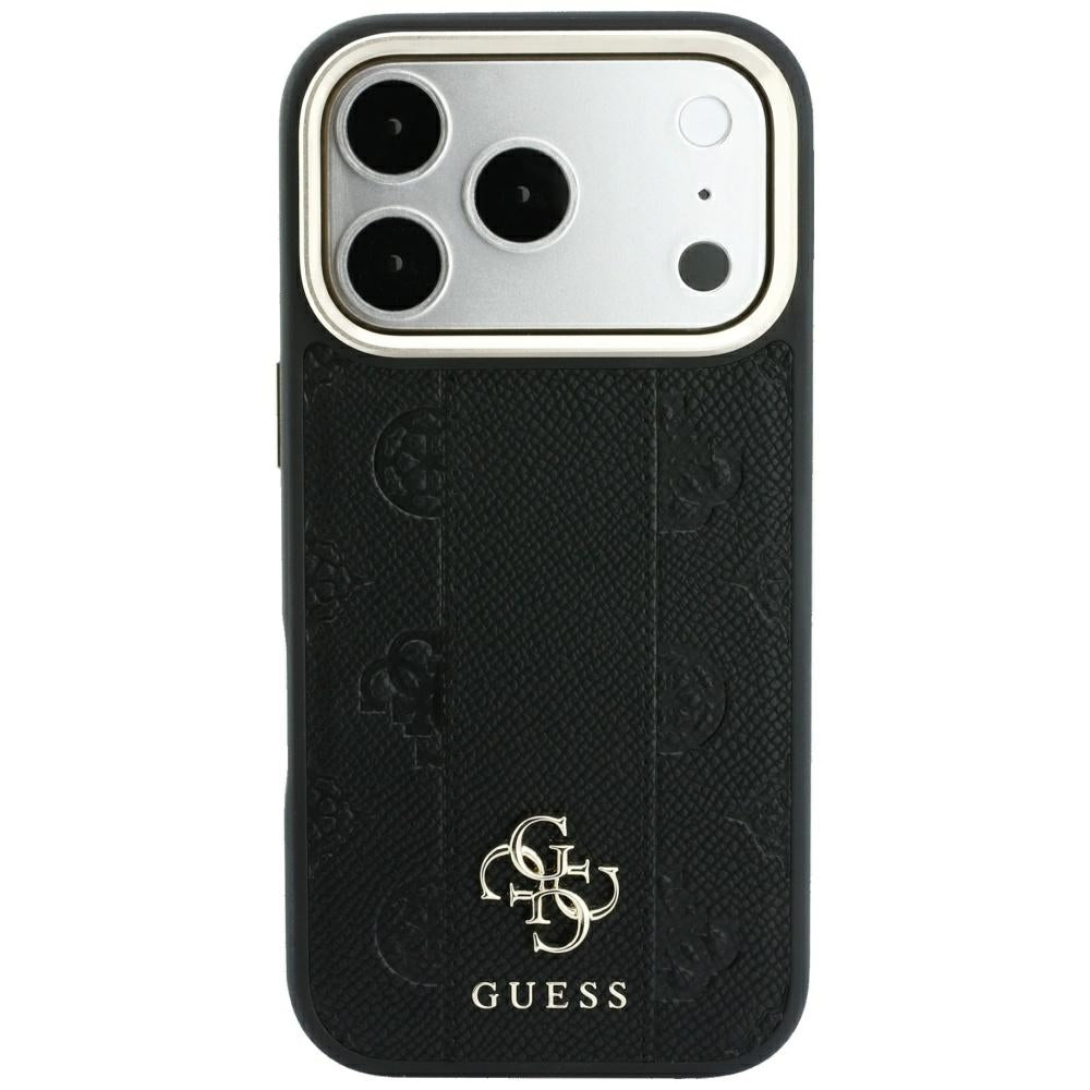 Capa Guess Leather Stripe Peony 4G MagSafe - iPhone 17 Pro Max / 18 Pro Max - Preto