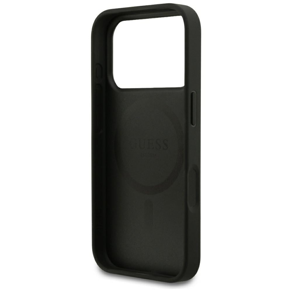 Capa Guess Grained Gold Ring MagSafe - iPhone 17 Pro / 18 Pro - Preto