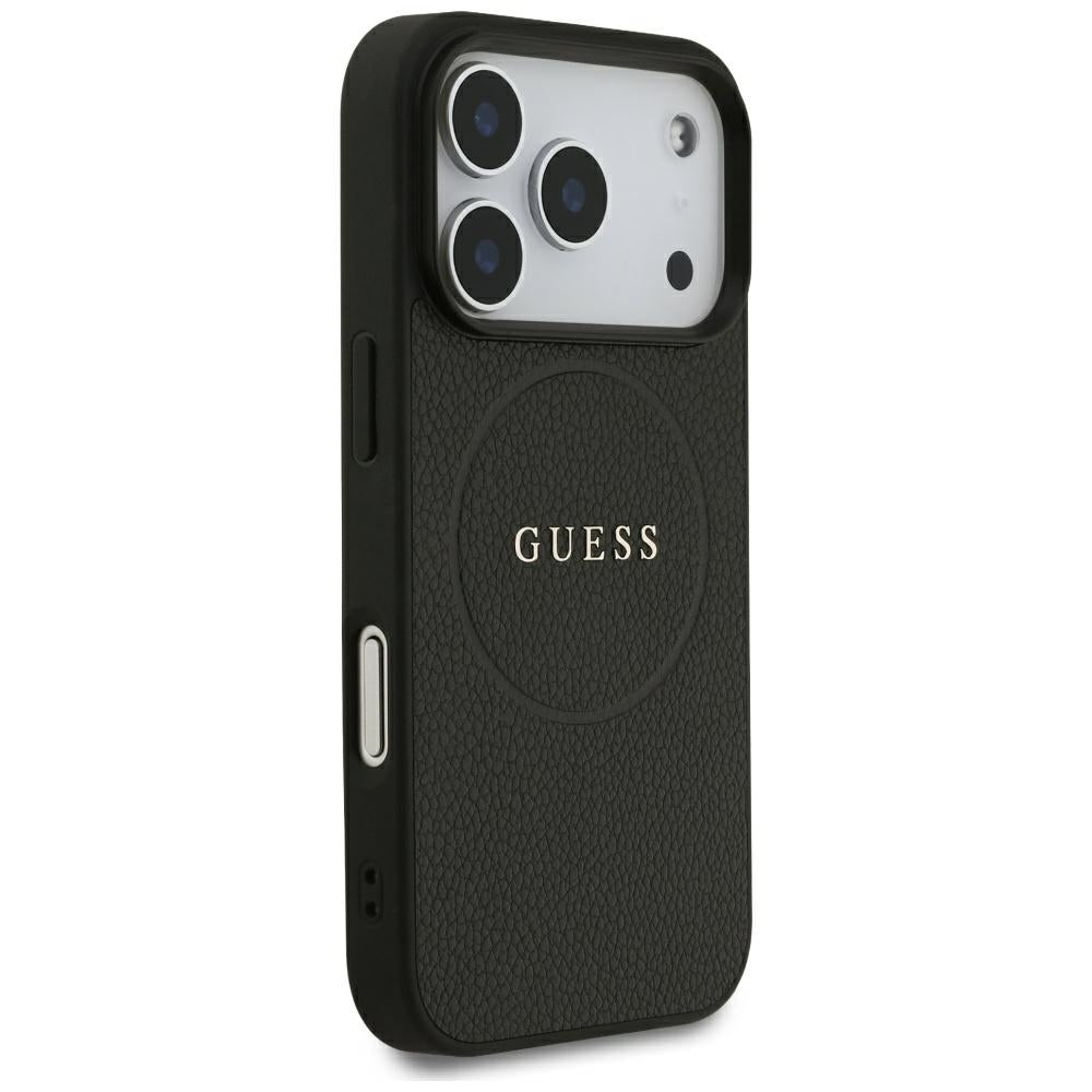 Capa Guess Grained Gold Ring MagSafe - iPhone 17 Pro / 18 Pro - Preto
