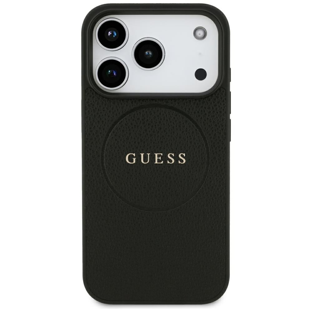 Capa Guess Grained Gold Ring MagSafe - iPhone 17 Pro / 18 Pro - Preto