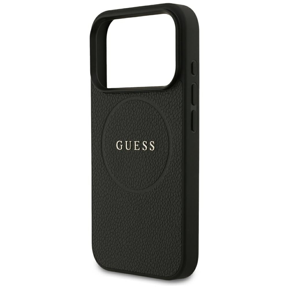 Capa Guess Grained Gold Ring MagSafe - iPhone 17 Pro Max / 18 Pro Max - Preto