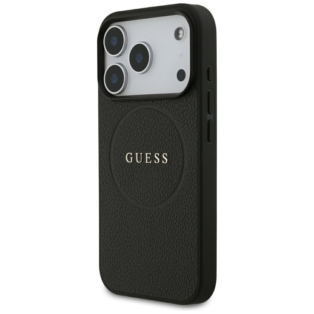 Capa Guess Grained Gold Ring MagSafe - iPhone 17 Pro Max / 18 Pro Max - Preto