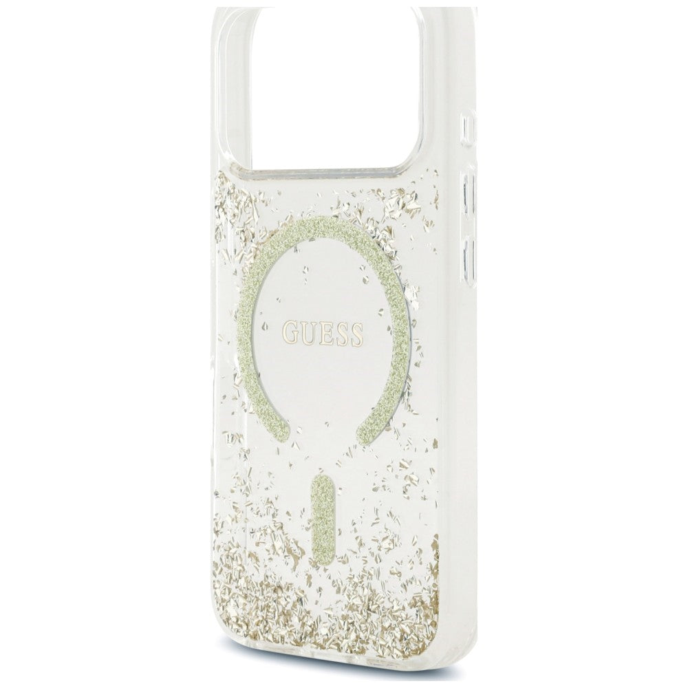 Capa Guess Resin Bottom Glitter MagSafe - iPhone 17 Pro Max / 18 Pro Max - Dourado