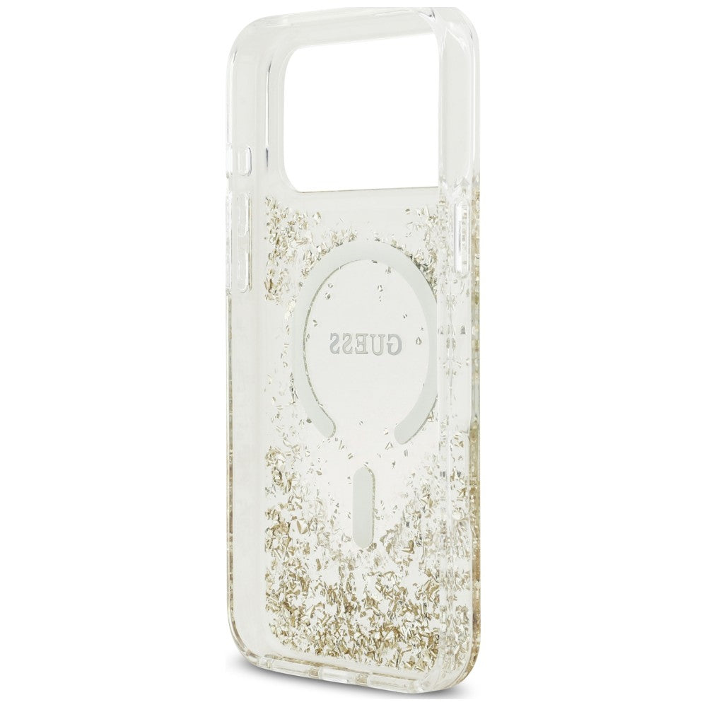 Capa Guess Resin Bottom Glitter MagSafe - iPhone 17 Pro Max / 18 Pro Max - Dourado