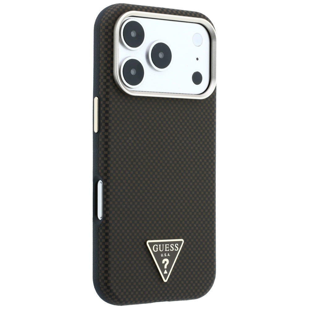 Capa Guess Kevlar Triangle Logo MagSafe - iPhone 17 Pro / 18 Pro - Castanho
