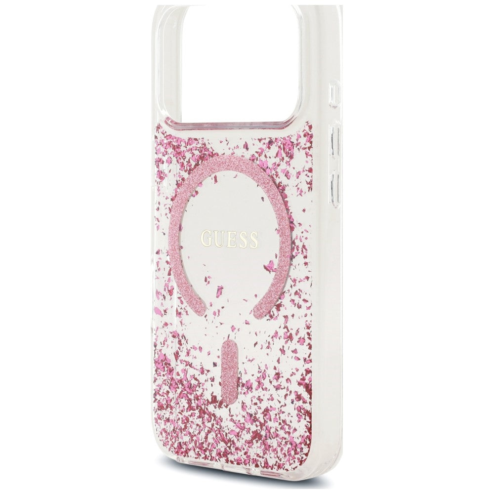 Capa Guess Resin Bottom Glitter MagSafe - iPhone 17 Pro / 18 Pro - Rosa