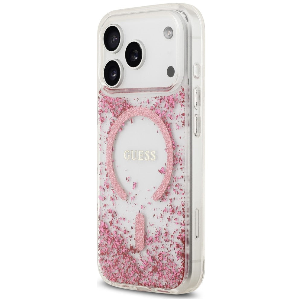 Capa Guess Resin Bottom Glitter MagSafe - iPhone 17 Pro / 18 Pro - Rosa