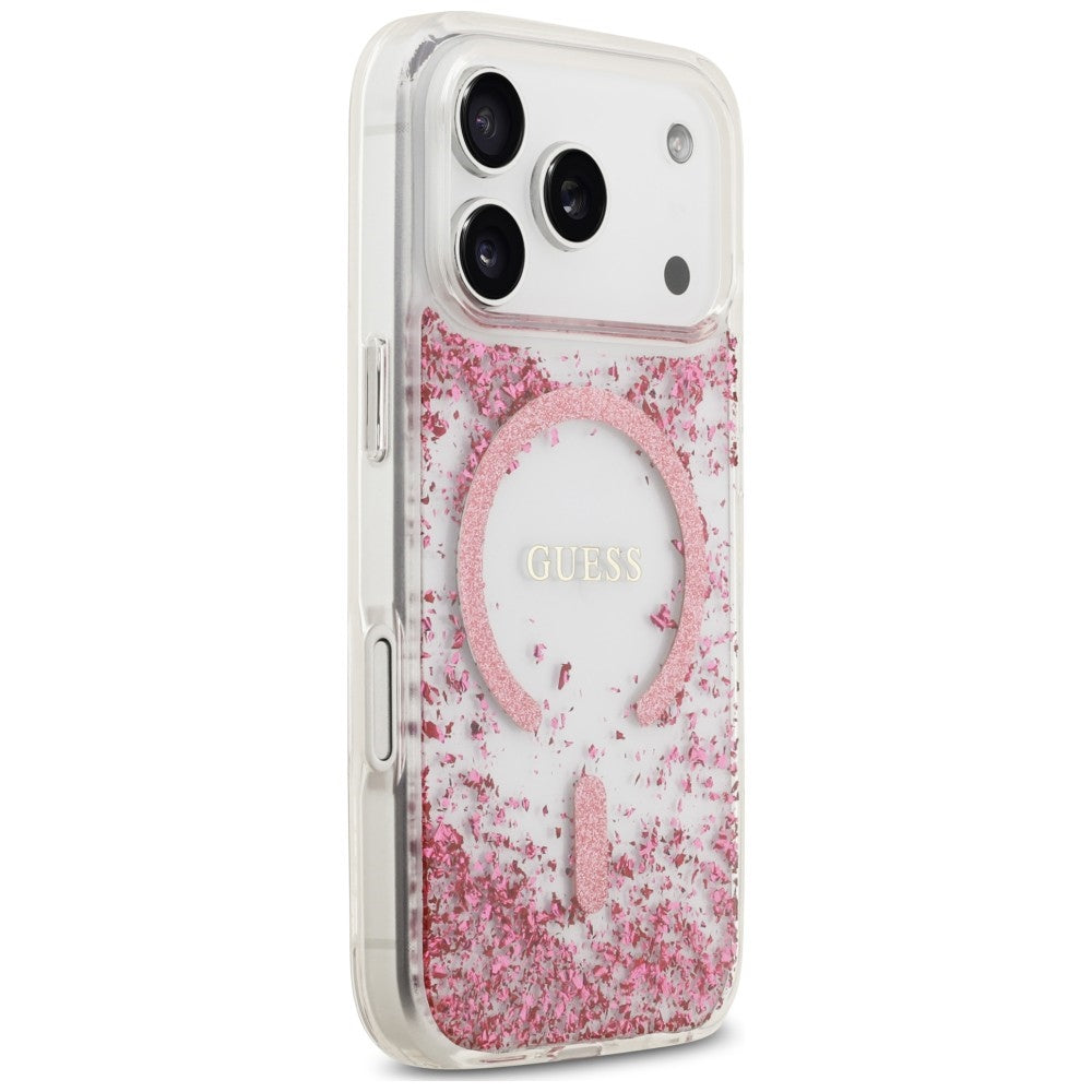 Capa Guess Resin Bottom Glitter MagSafe - iPhone 17 Pro / 18 Pro - Rosa