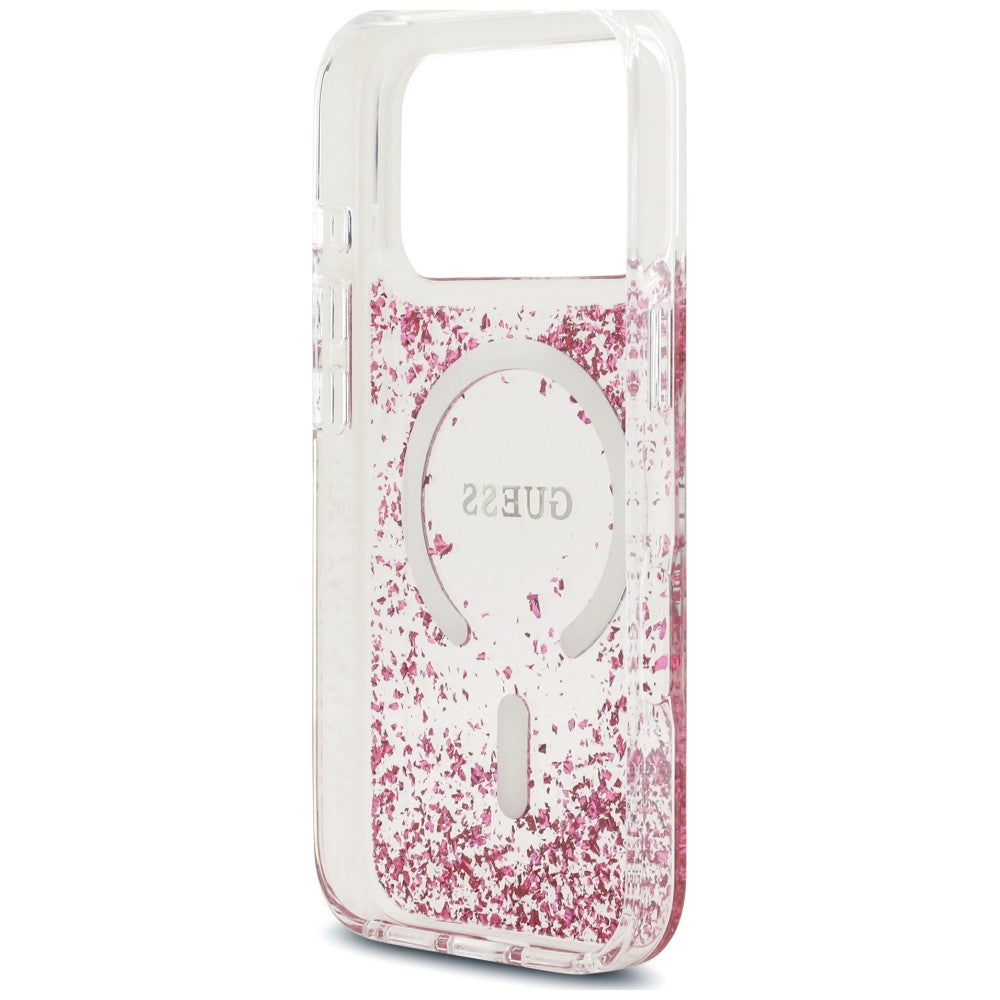 Capa Guess Resin Bottom Glitter MagSafe - iPhone 17 Pro Max / 18 Pro Max - Rosa
