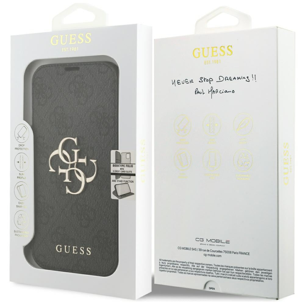 Capa Guess Book 4G Metal Logo - iPhone 17 Pro Max / 18 Pro Max - Preto