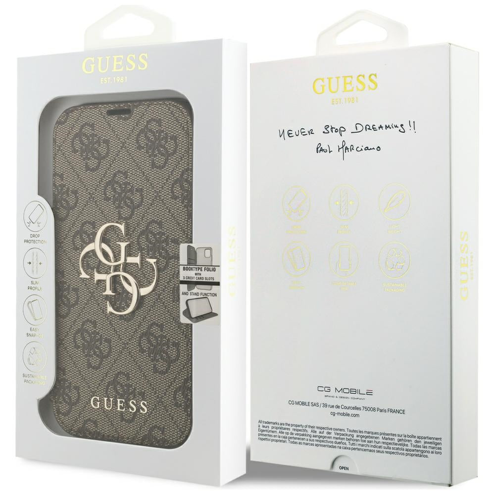 Capa Guess Book 4G Metal Logo - iPhone 17 Pro Max / 18 Pro Max - Castanho