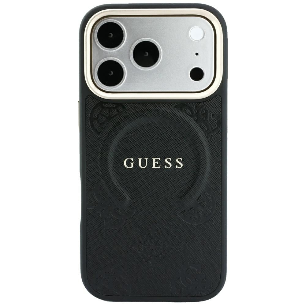 Capa Guess Saffiano Peony & Ring MagSafe - iPhone 17 Pro / 18 Pro - Preto