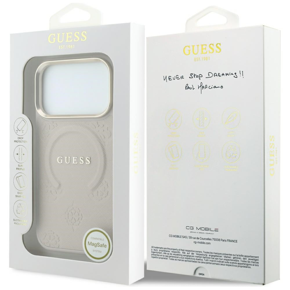 Capa Guess Saffiano Peony & Ring MagSafe - iPhone 17 Pro / 18 Pro - Rosa