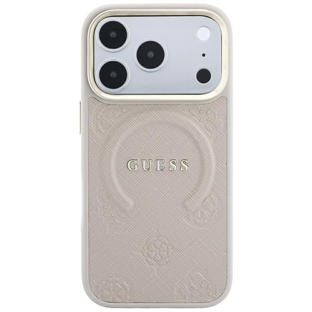 Capa Guess Saffiano Peony & Ring MagSafe - iPhone 17 Pro / 18 Pro - Rosa