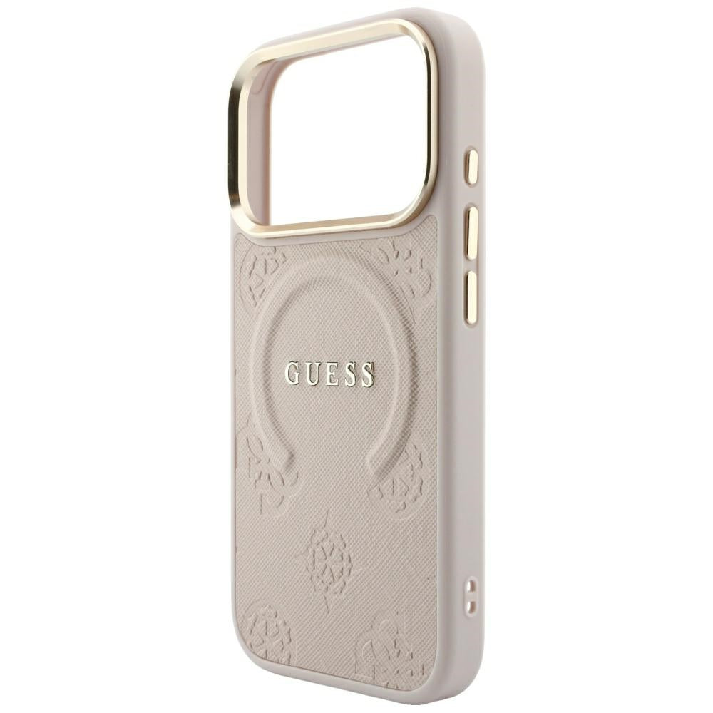 Capa Guess Saffiano Peony & Ring MagSafe - iPhone 17 Pro / 18 Pro - Rosa