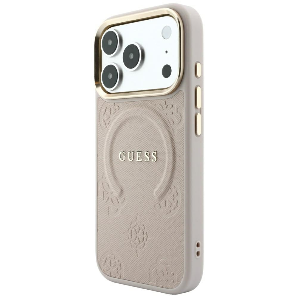 Capa Guess Saffiano Peony & Ring MagSafe - iPhone 17 Pro / 18 Pro - Rosa