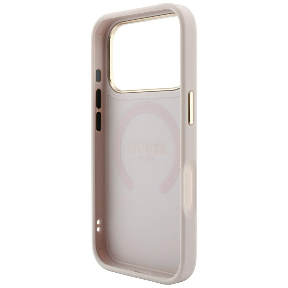 Capa Guess Saffiano Peony & Ring MagSafe - iPhone 17 Pro Max / 18 Pro Max - Rosa