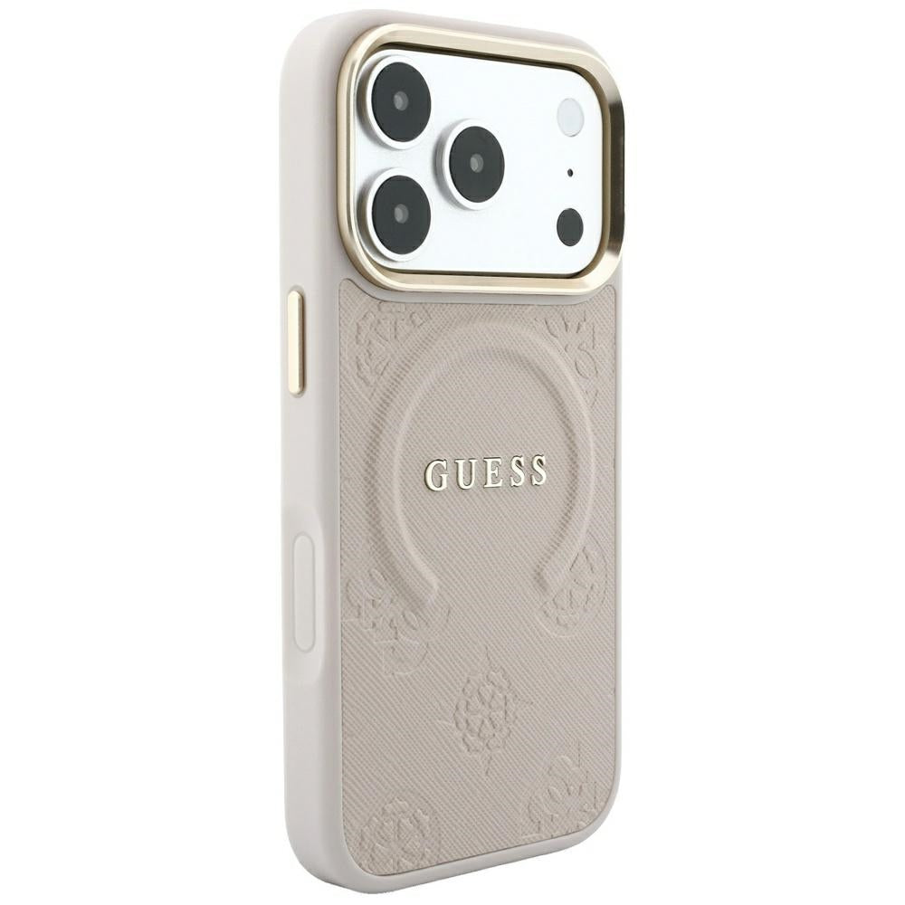Capa Guess Saffiano Peony & Ring MagSafe - iPhone 17 Pro Max / 18 Pro Max - Rosa