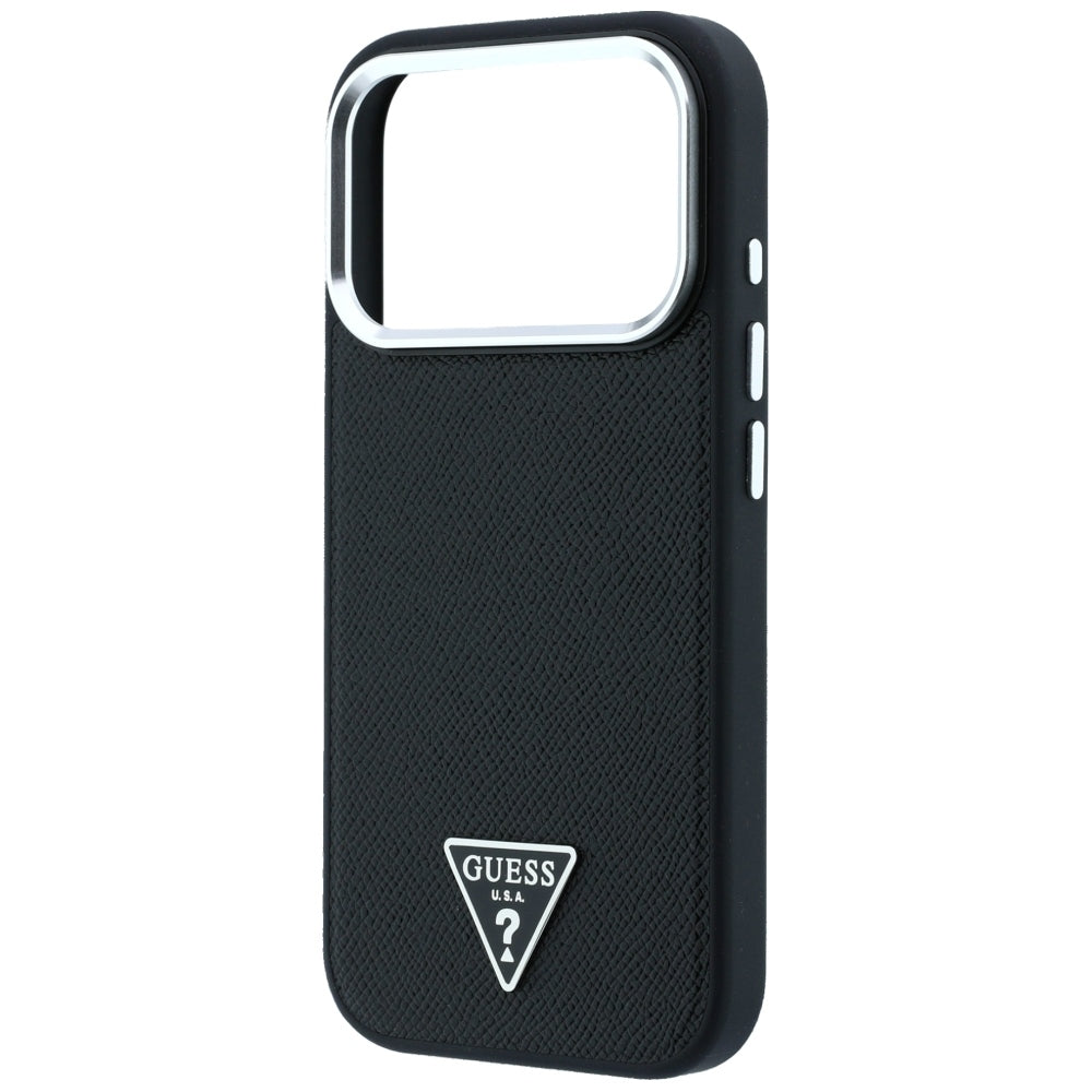 Capa Guess Grained Triangle Logo MagSafe - iPhone 17 Pro / 18 Pro - Preto