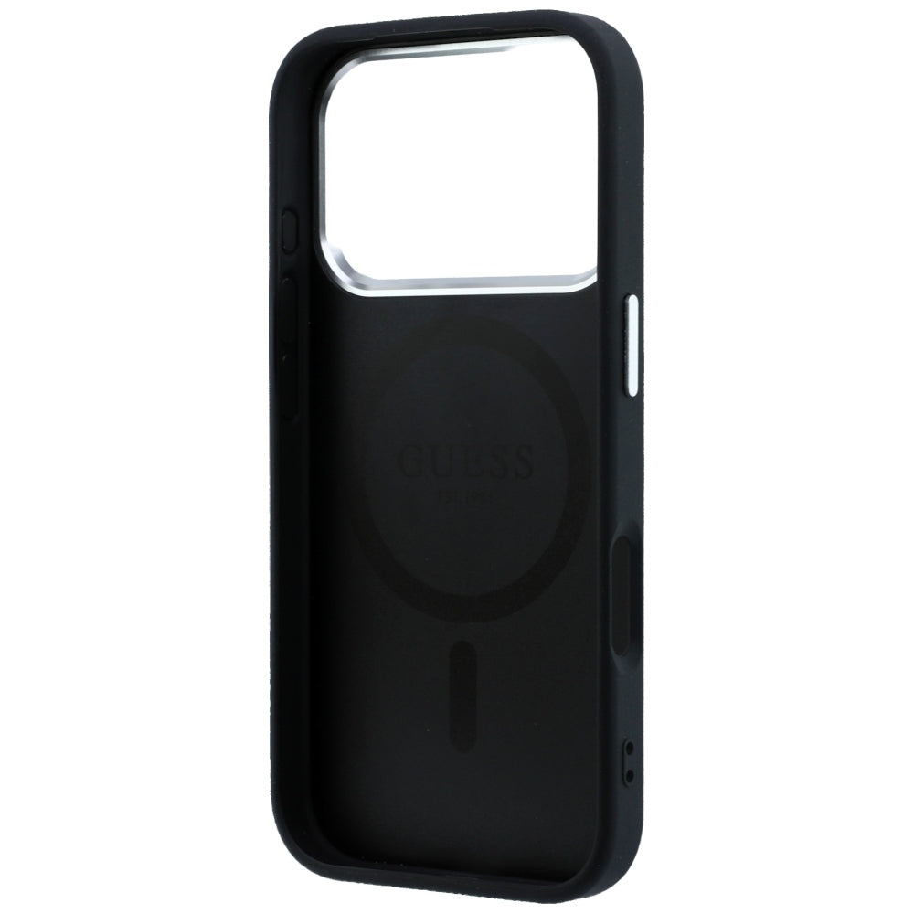 Capa Guess Grained Triangle Logo MagSafe - iPhone 17 Pro / 18 Pro - Preto