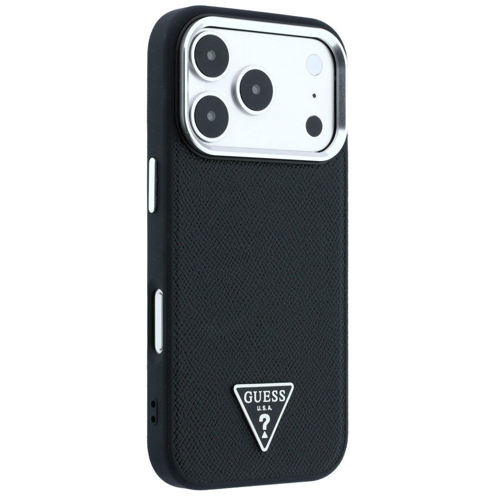 Capa Guess Grained Triangle Logo MagSafe - iPhone 17 Pro Max / 18 Pro Max - Preto