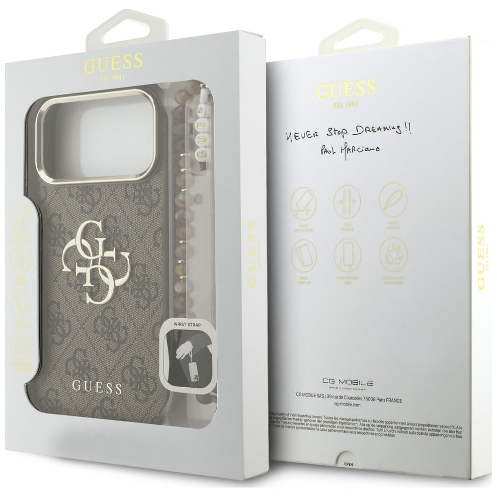 Capa Guess Hardcase 4G Classic Logo with Strap - iPhone 17 Pro Max / 18 Pro Max - Castanho