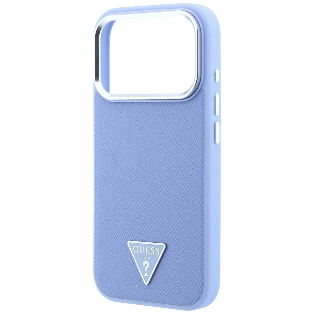 Capa Guess Grained Triangle Logo MagSafe - iPhone 17 Pro Max / 18 Pro Max - Azul-claro