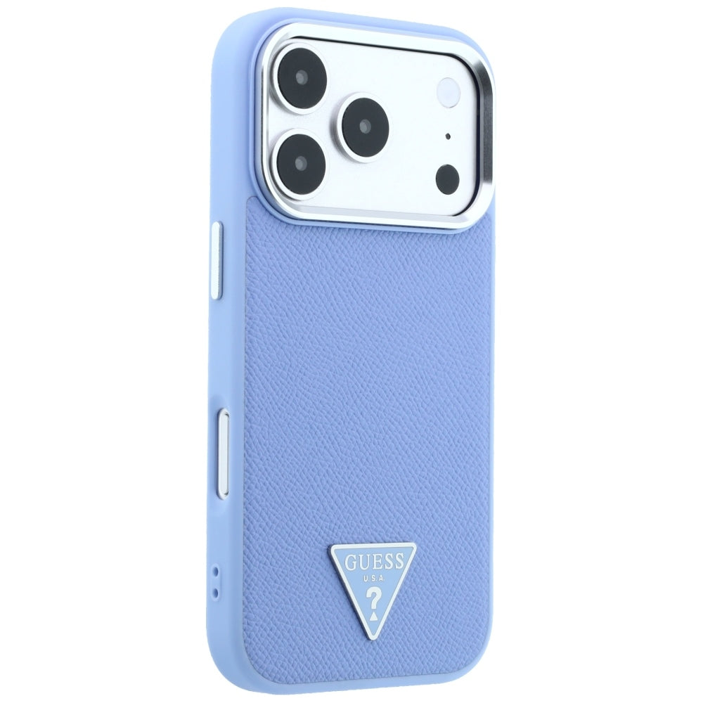 Capa Guess Grained Triangle Logo MagSafe - iPhone 17 Pro Max / 18 Pro Max - Azul-claro