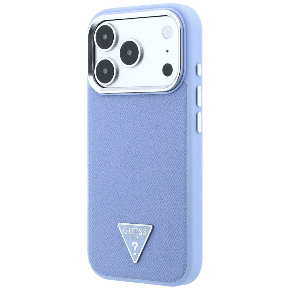 Capa Guess Grained Triangle Logo MagSafe - iPhone 17 Pro Max / 18 Pro Max - Azul-claro