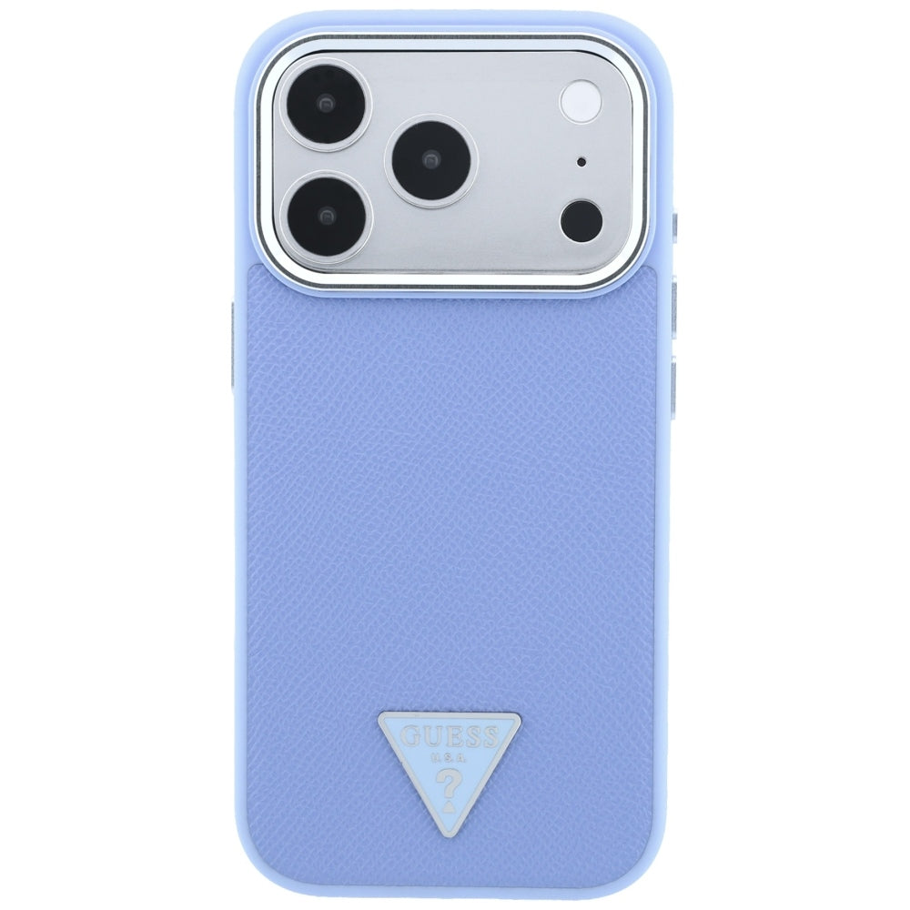 Capa Guess Grained Triangle Logo MagSafe - iPhone 17 Pro Max / 18 Pro Max - Azul-claro