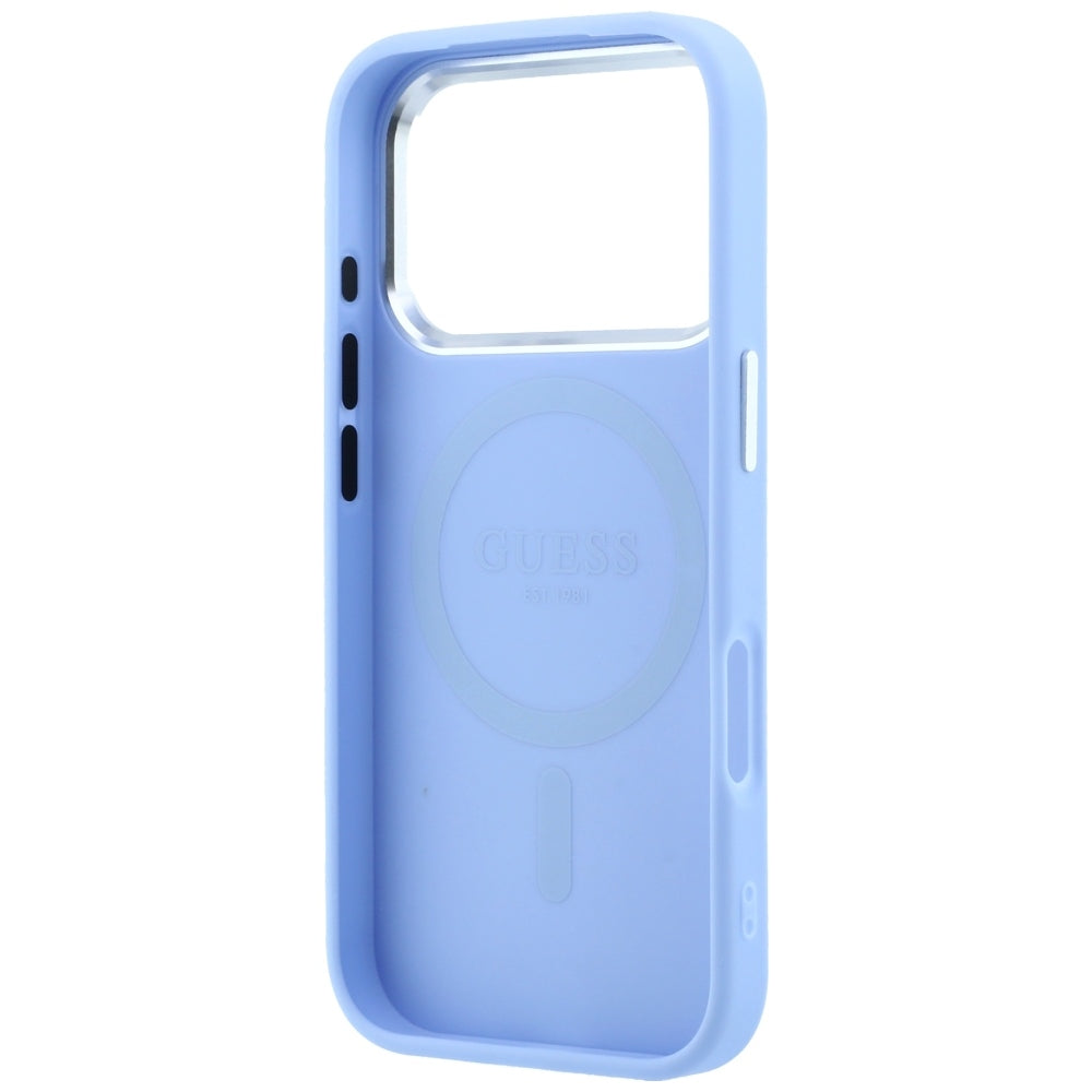 Capa Guess Grained Triangle Logo MagSafe - iPhone 17 Pro Max / 18 Pro Max - Azul-claro