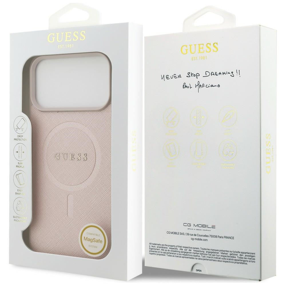 Capa Guess Saffiano MagSafe - iPhone 17 Pro Max / 18 Pro Max - Rosa