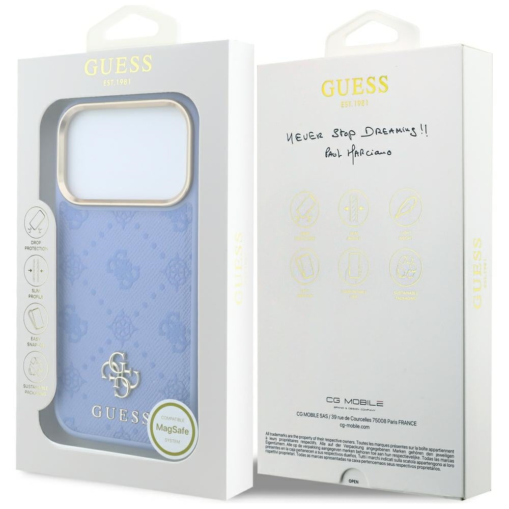 Capa Guess Peony 4G Small Logo MagSafe - iPhone 17 Pro Max / 18 Pro Max - Azul-claro