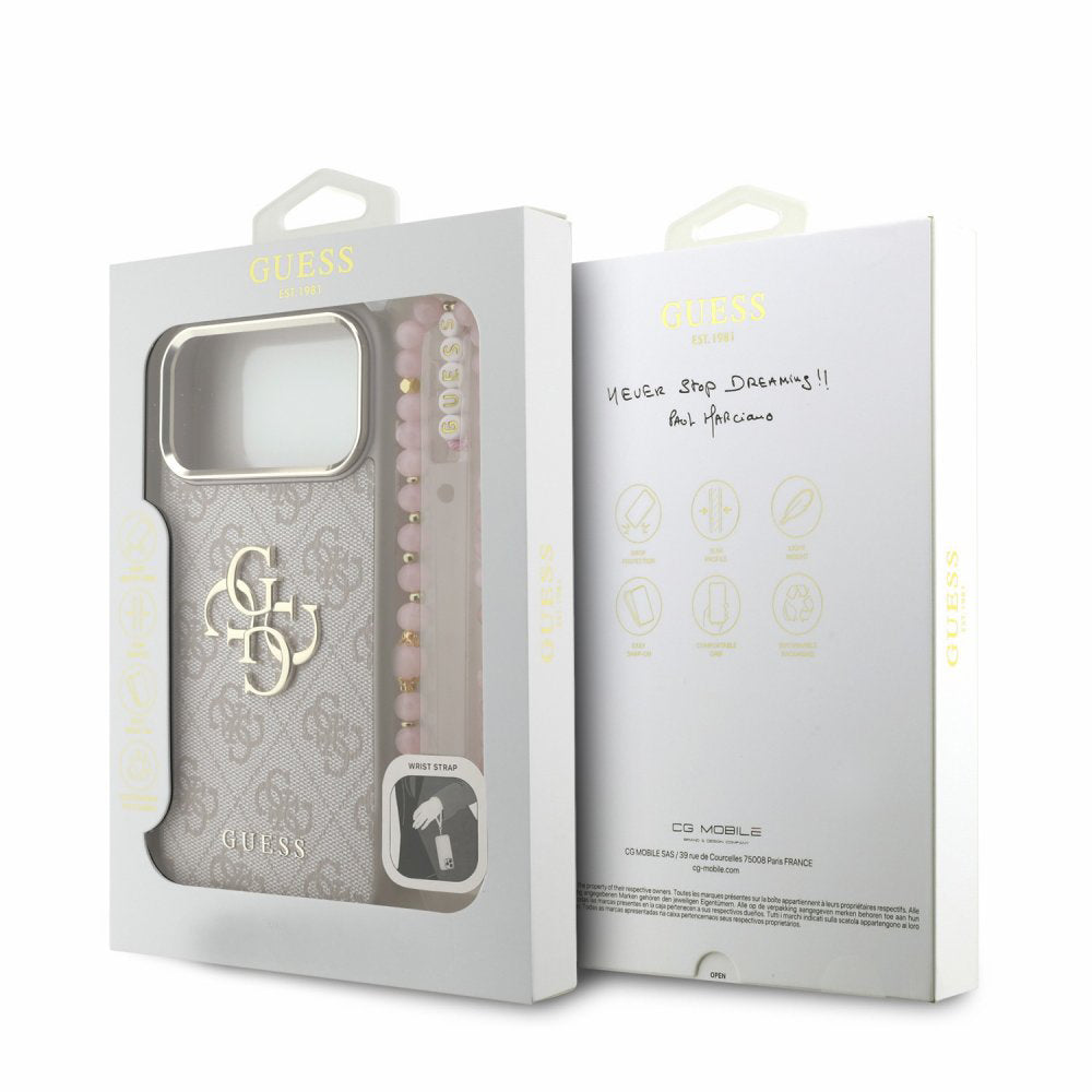Capa Guess Hardcase 4G Classic Logo with Strap - iPhone 17 Pro Max / 18 Pro Max - Rosa