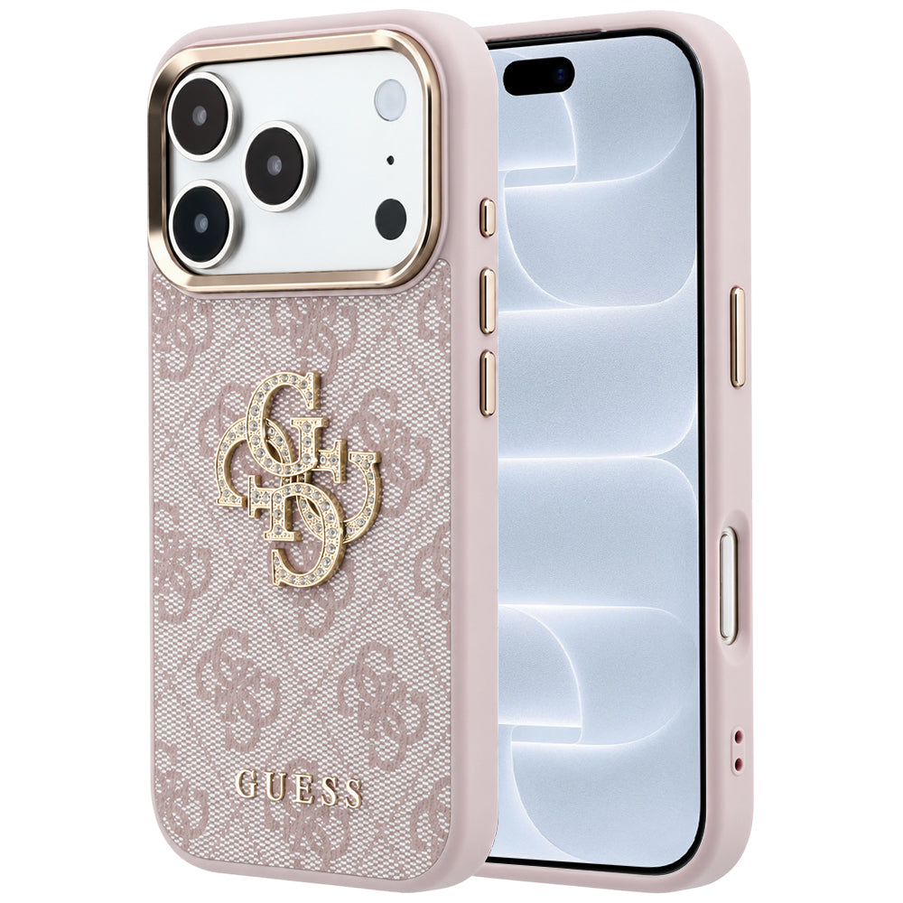 Capa Guess Hardcase 4G Big Strass Logo - iPhone 17 Pro / 18 Pro - Rosa