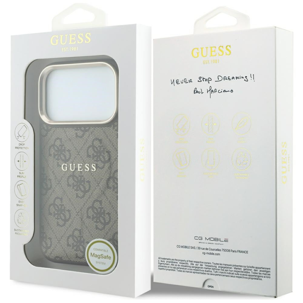 Capa Guess 4G Embossed Ring Classic Logo MagSafe - iPhone 17 Pro / 18 Pro - Castanho