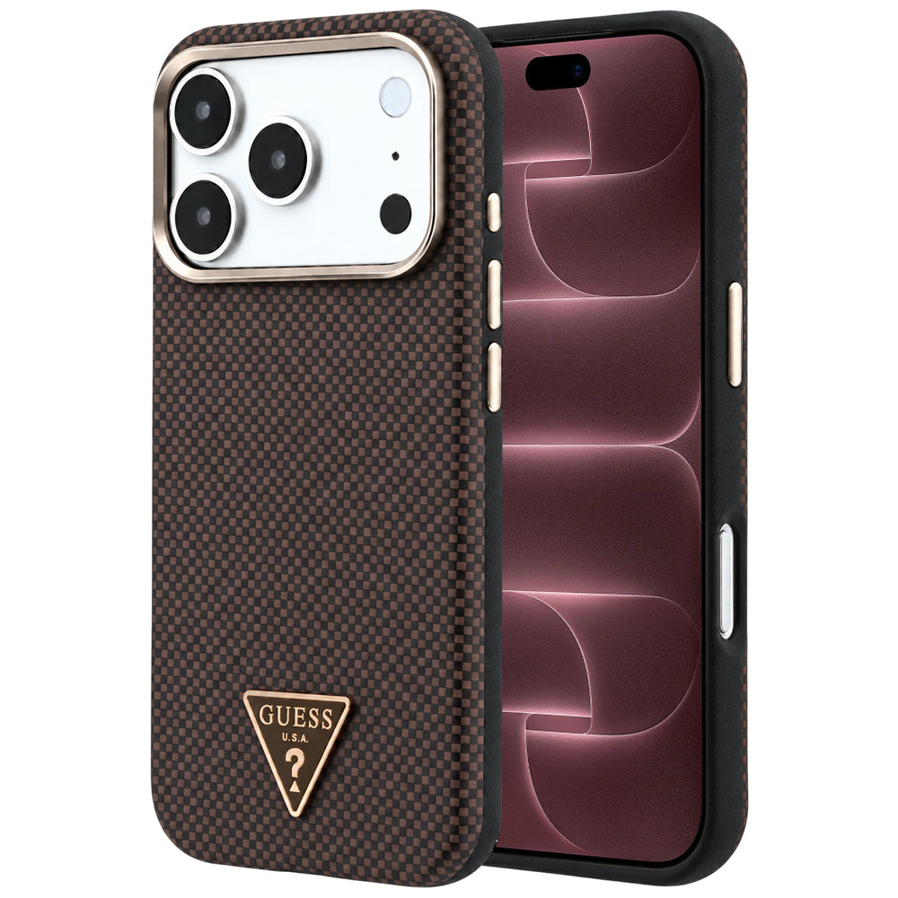 Capa Guess Kevlar Triangle Logo MagSafe - iPhone 17 Pro Max / 18 Pro Max - Castanho