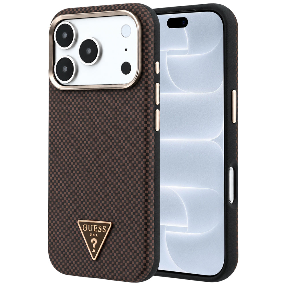 Capa Guess Kevlar Triangle Logo MagSafe - iPhone 17 Pro / 18 Pro - Castanho