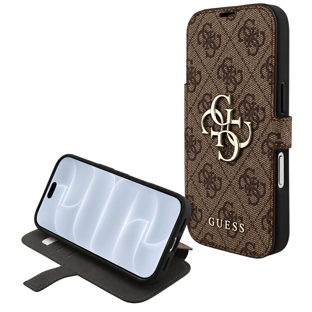 Capa Guess Book 4G Metal Logo - iPhone 17 Pro / 18 Pro - Castanho