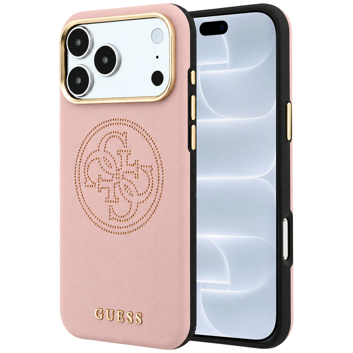 Capa Guess Leather Perforated 4G MagSafe - iPhone 17 Pro / 18 Pro - Rosa