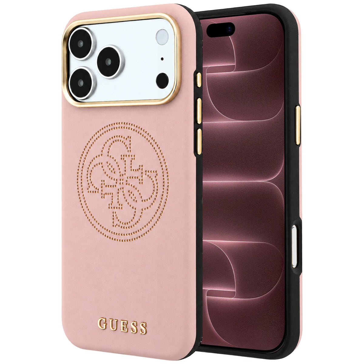 Capa Guess Leather Perforated 4G MagSafe - iPhone 17 Pro Max / 18 Pro Max - Rosa